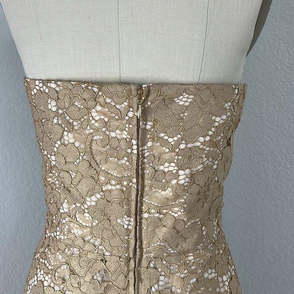 Lilly Pulitzer Aubrianna Strapless Gold Metallic Lace Floral Sweethea Midi Dress - Picture 10 of 13